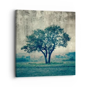 Impression sur toile - Image sur toile - Un pommier sur un champ bleu ? - 40x40 cm