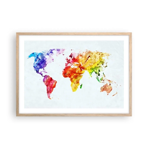 Affiche dans un chêne clair - Poster - Toutes les couleurs du monde - 70x50 cm