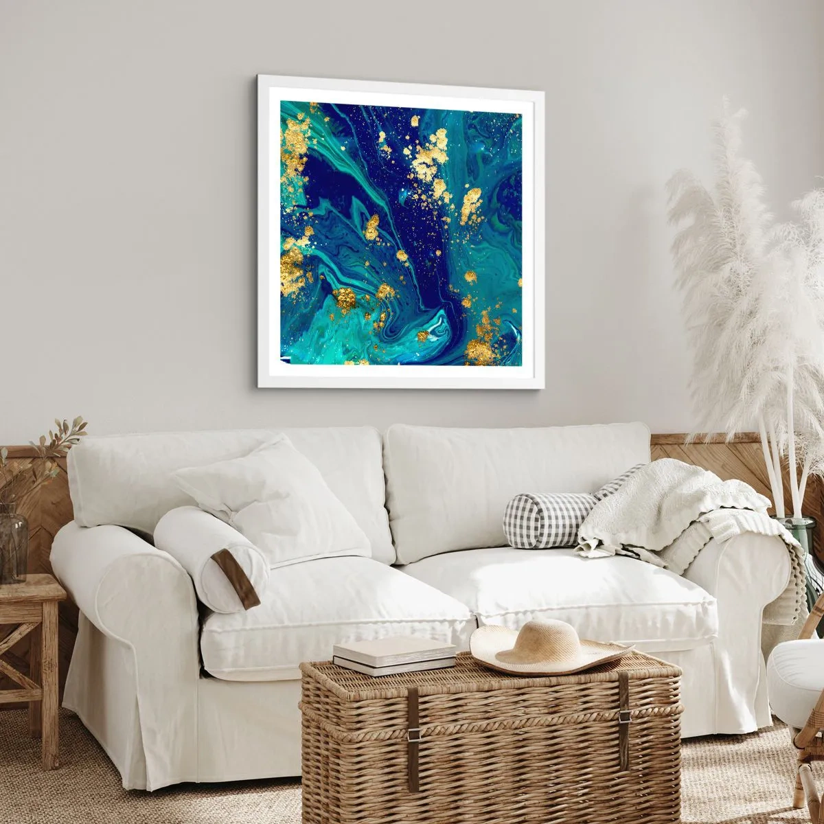 Affiche dans un cadre blanc - Poster - Les pétales du soleil - 60x60 cm