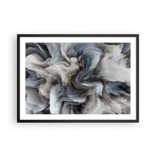 Affiche dans un cadre noir - Poster - Tourbillon abstrait dans les tons de gris et de bleu - 70x50cm - Pierre et fleur - Décoration murale moderne pour le salon et la chambre ARTTOR