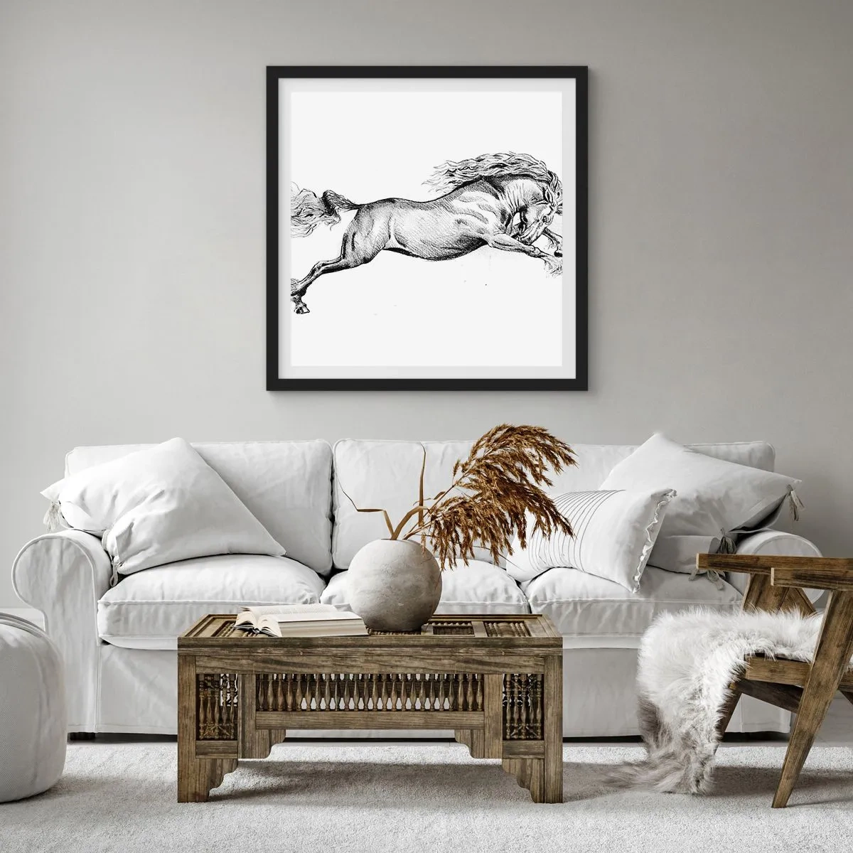 Affiche dans un cadre noir - Poster - Immortalisé au galop - 50x50 cm
