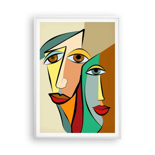 Affiche dans un cadre blanc - Poster - Couple cubiste - 70x100 cm