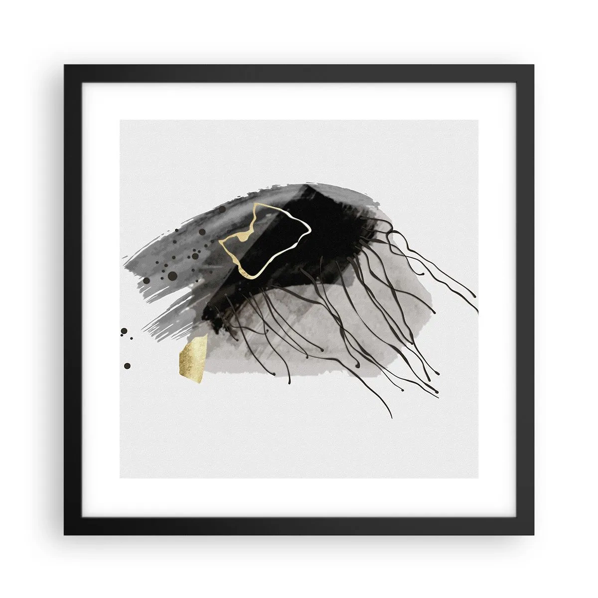 Affiche dans un cadre noir - Poster - En noir et en or - 40x40 cm