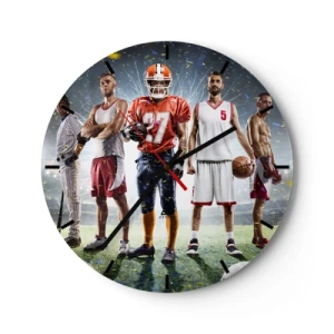 Horloge murale - Pendule murale - Un groupe d'athlètes sur fond de stade éclairé par des projecteurs - 30x30cm - Gladiateurs des champs - Décoration murale moderne pour le salon, la cuisine et la chambre ARTTOR