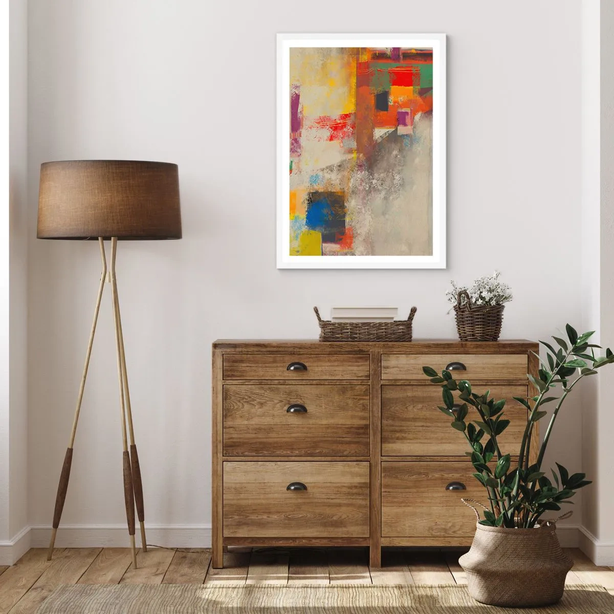 Affiche dans un cadre blanc - Poster - Géométrie des couleurs - 70x100 cm