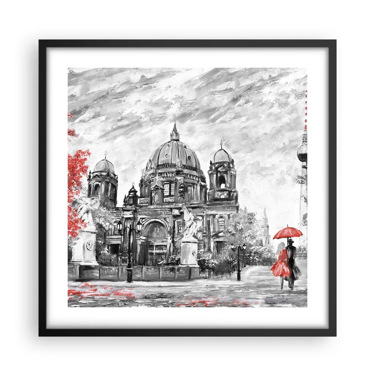 Affiche dans un cadre noir - Poster - Rencontre berlinoise - 50x50 cm