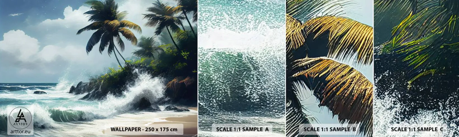 Échantillon De Papier Peint Standard Eco - Sur une côte tropicale - Plage, Tropical, Palmier - 100x30 cm