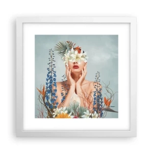 Affiche dans un cadre blanc - Poster - Femme - fleur - 30x30 cm