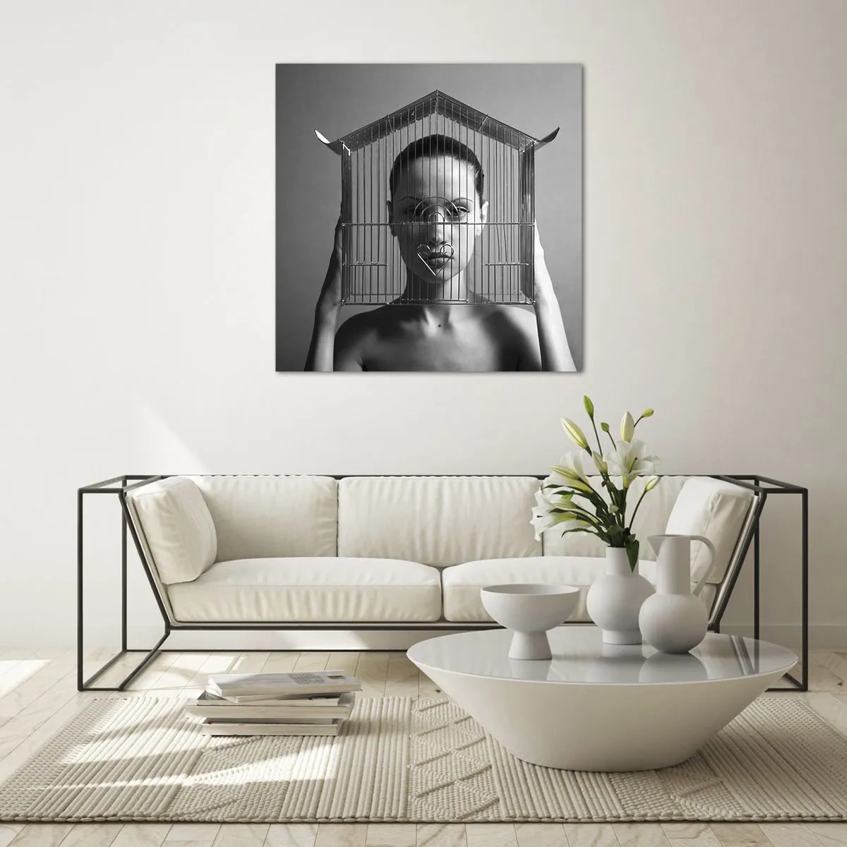 Impression sur verre - Image sur verre - Portrait un peu surréaliste - 70x70 cm