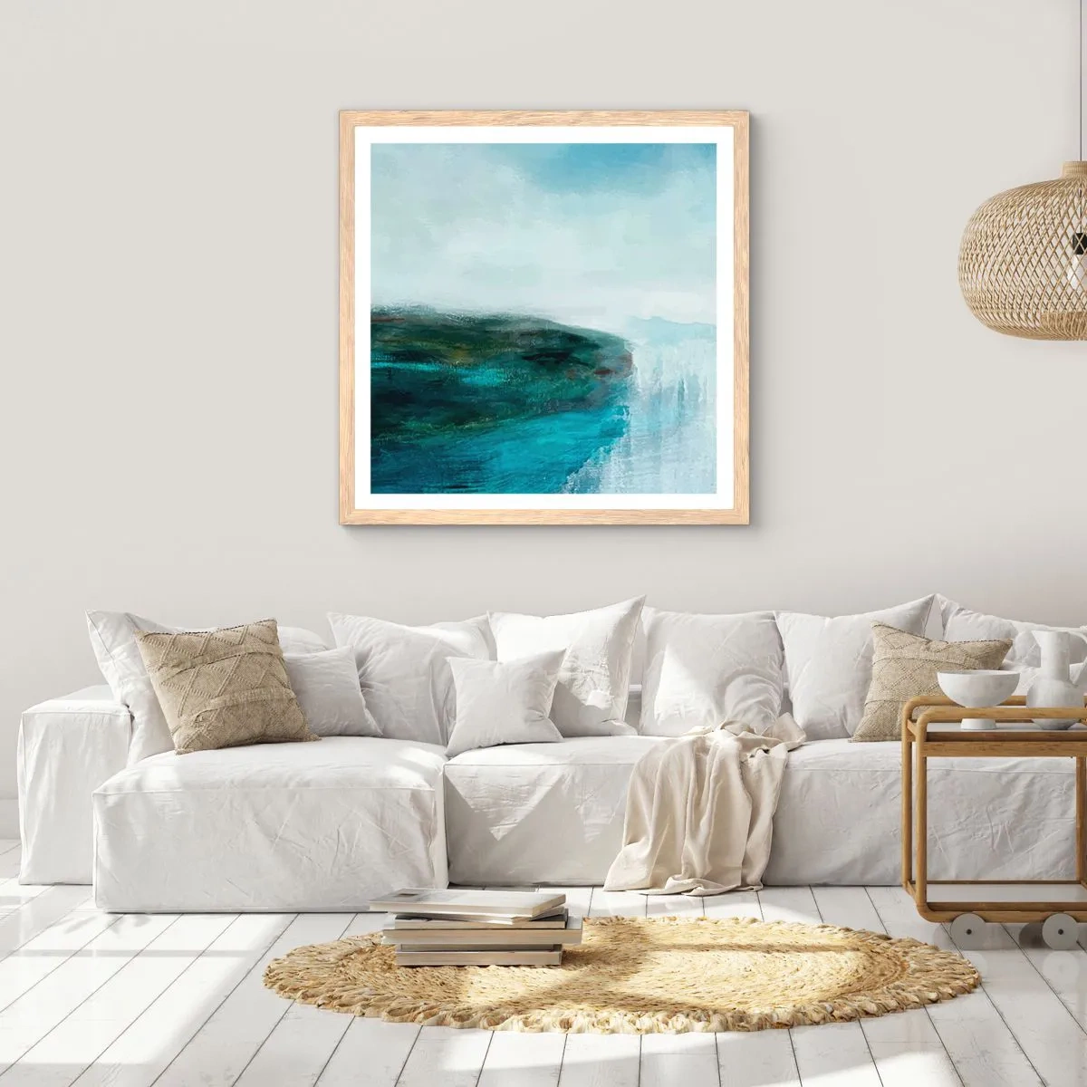 Affiche dans un chêne clair - Poster - Abstraction nautique - 50x50 cm