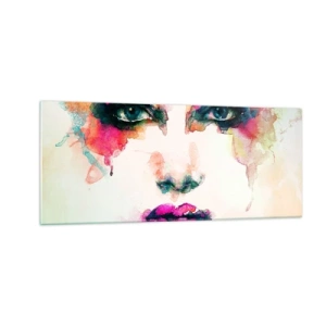Impression sur verre - Image sur verre - Un portrait peint avec un arc-en-ciel - 100x40 cm