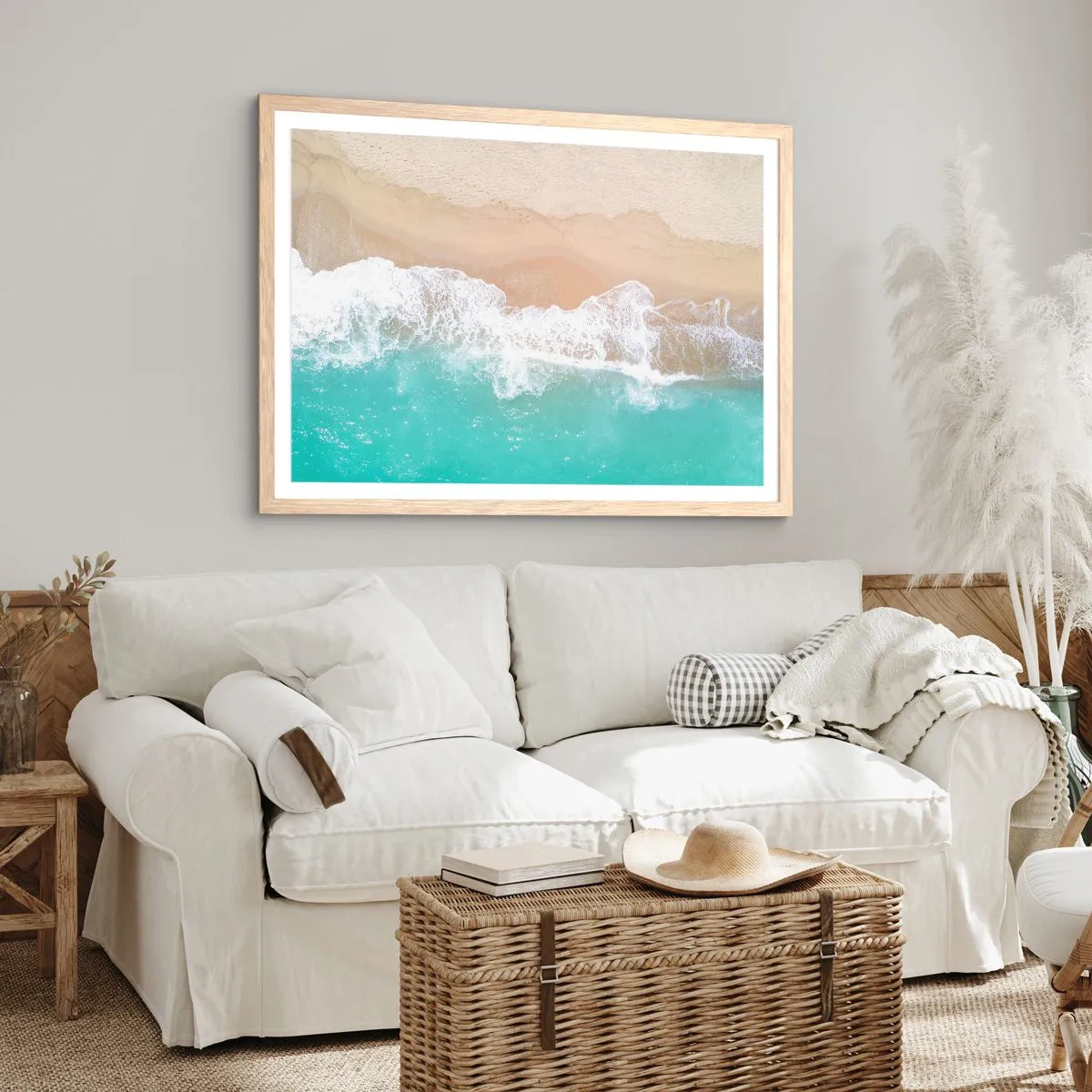 Affiche dans un chêne clair - Poster - Caresse de l'océan - 100x70 cm