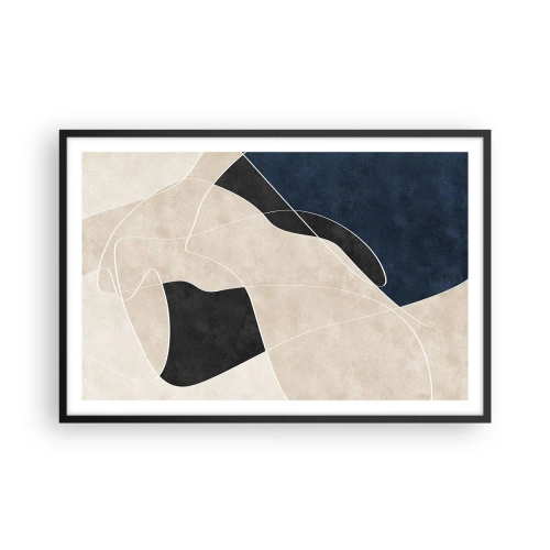 Affiche dans un cadre noir - Poster - Composition abstraite - contraste de couleurs - 91x61 cm