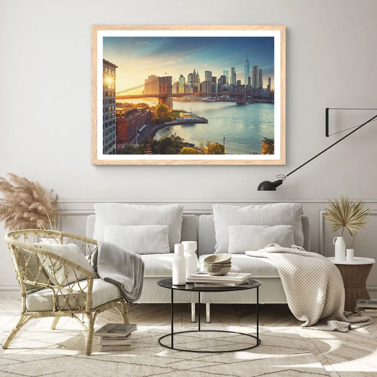 Affiche dans un chêne clair - Poster - L'aube de la grande ville - 50x40 cm