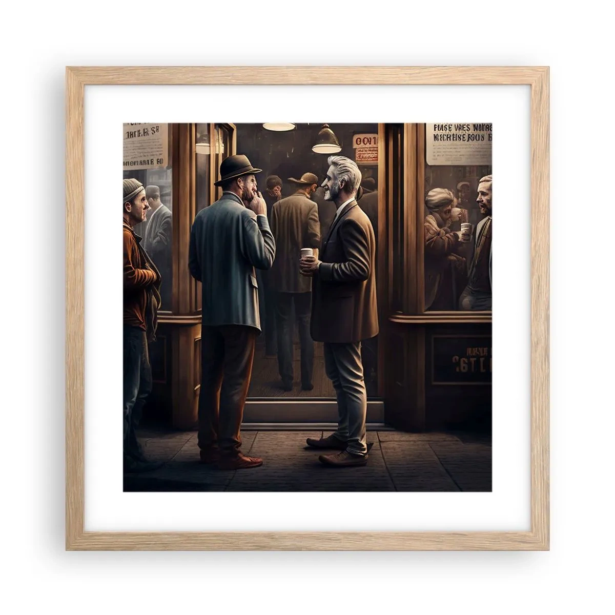 Affiche dans un chêne clair - Poster - Bon moment de la journée - 40x40 cm