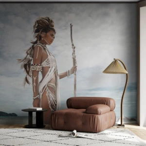 Papier Peint Photo Standard Eco - Reine des tropiques - Femme, Robe ethnique, Tribu - 200x140 cm