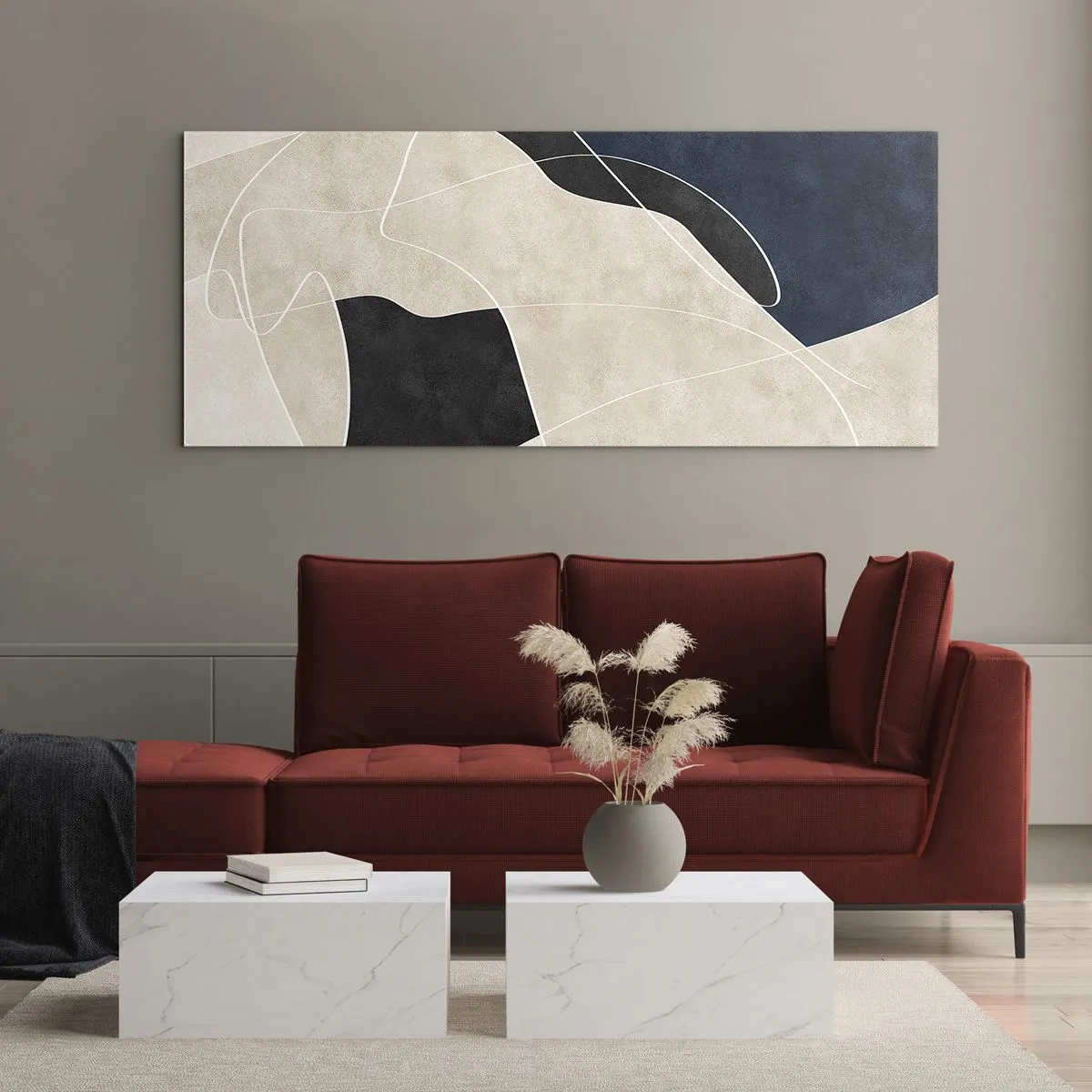 Impression sur verre - Image sur verre - Composition abstraite - contraste de couleurs - 100x40 cm