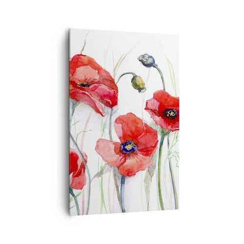 Impression sur toile - Image sur toile - Coquelicots à l'aquarelle sur un fond délicat - 80x120cm - Fleurs polonaises - Décoration murale moderne pour le salon et la chambre ARTTOR