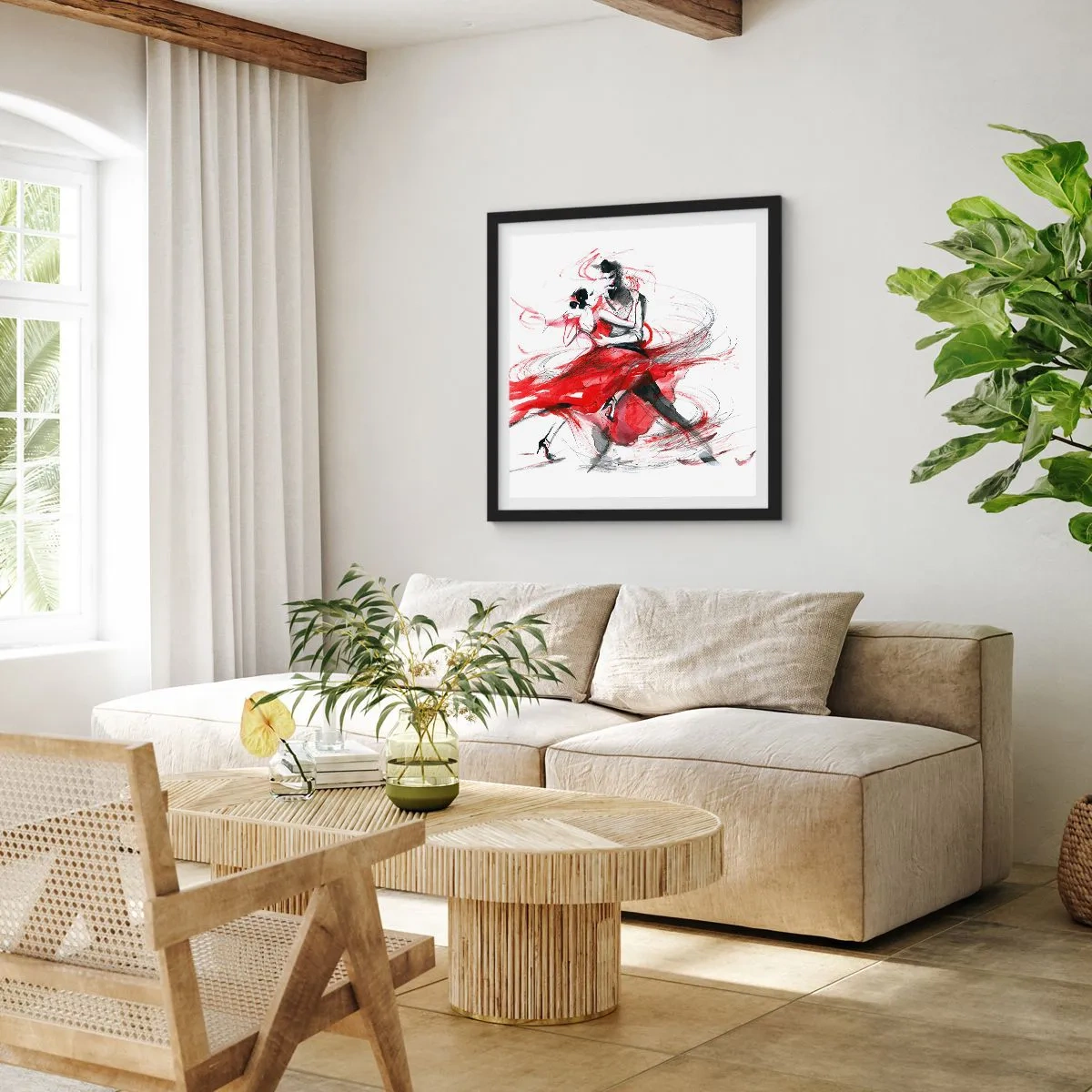 Affiche dans un cadre noir - Poster - Tango - le rythme de la passion - 40x40 cm
