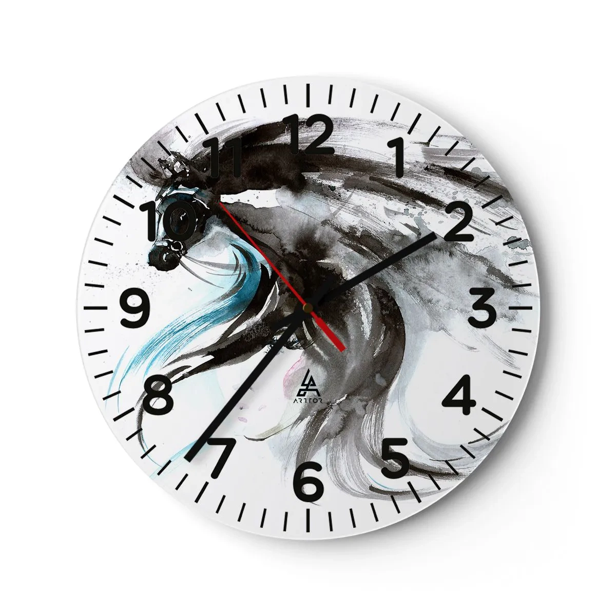 Horloge murale - Pendule murale - Galop du prince noir - 30x30 cm