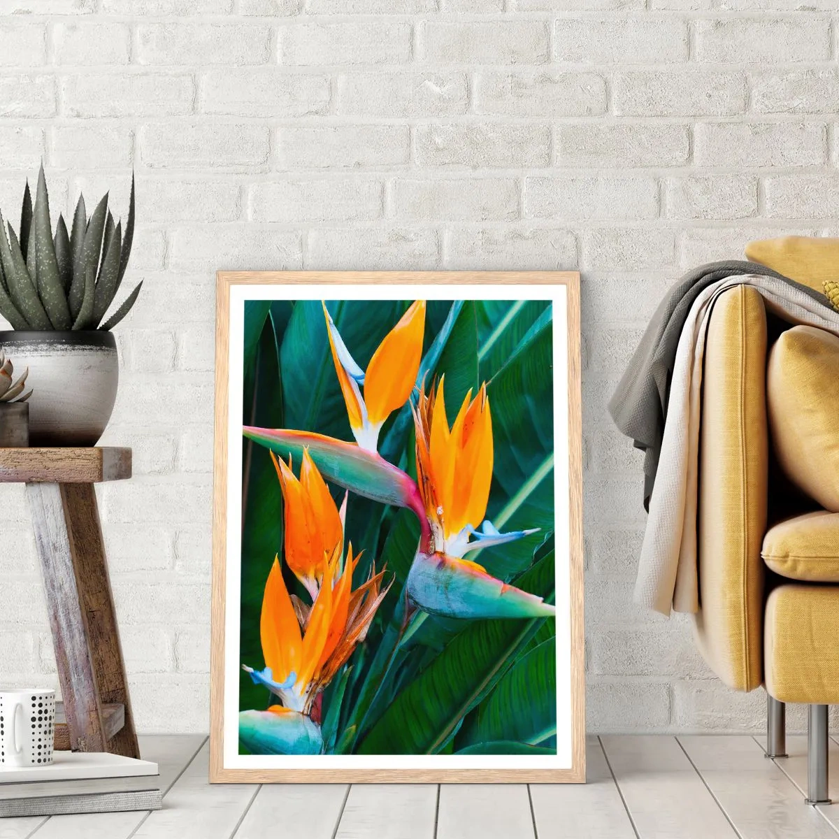 Affiche dans un chêne clair - Poster - Est-ce une fleur, est-ce un oiseaux? - 61x91 cm