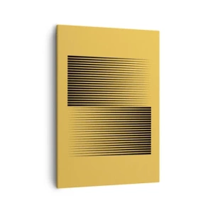 Impression sur toile - Image sur toile - Lignes noires verticales sur fond jaune - 50x70cm - Cadre opposé - Décoration murale moderne pour le salon et la chambre ARTTOR