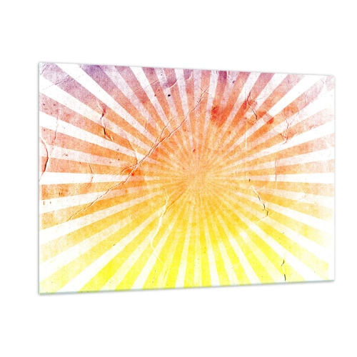 Impression sur verre - Image sur verre - Rayons du soleil levant ou couchant dans un style rétro - 120x80cm - Levant et couchant - Décoration murale moderne pour le salon et la chambre ARTTOR