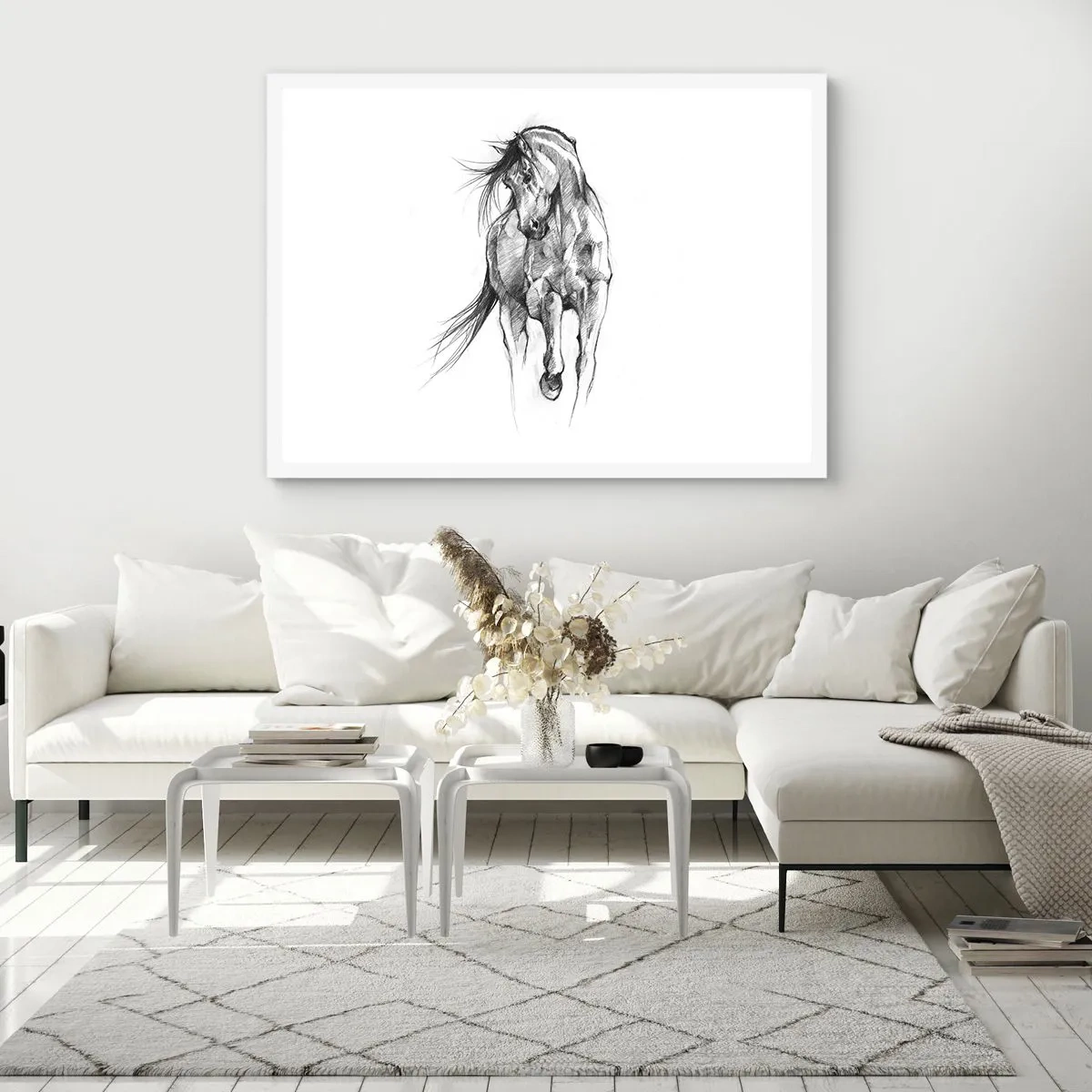 Affiche dans un cadre blanc - Poster - D'un trot gracieux - 100x70 cm