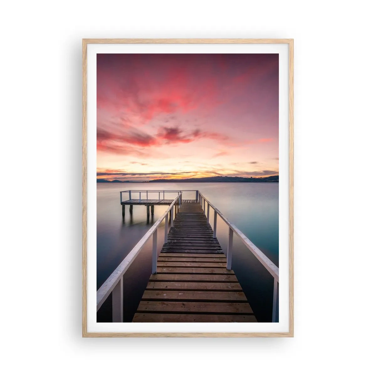 Affiche dans un chêne clair - Poster - La douce flamme du soir - 70x100 cm