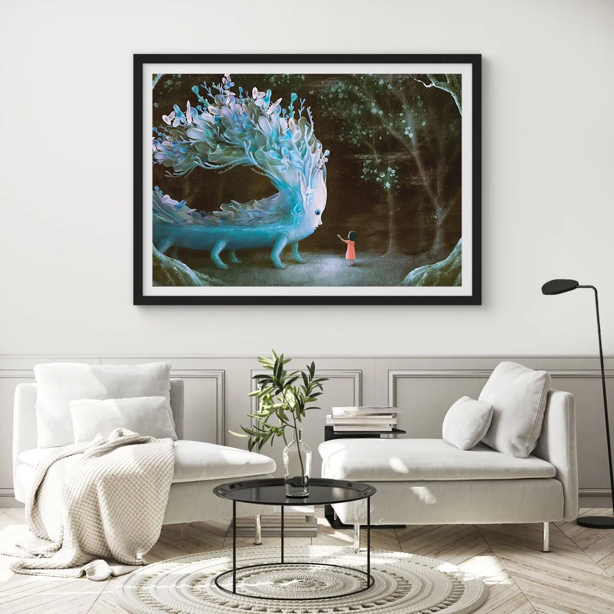 Affiche dans un cadre noir - Poster - Une rencontre fantastique - 91x61 cm