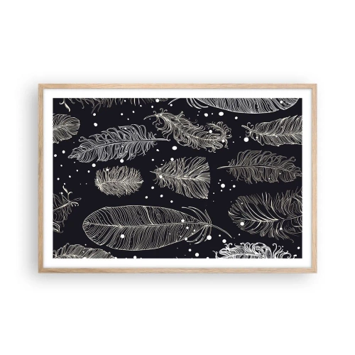 Affiche dans un chêne clair - Poster - Toile de plumes - 91x61 cm