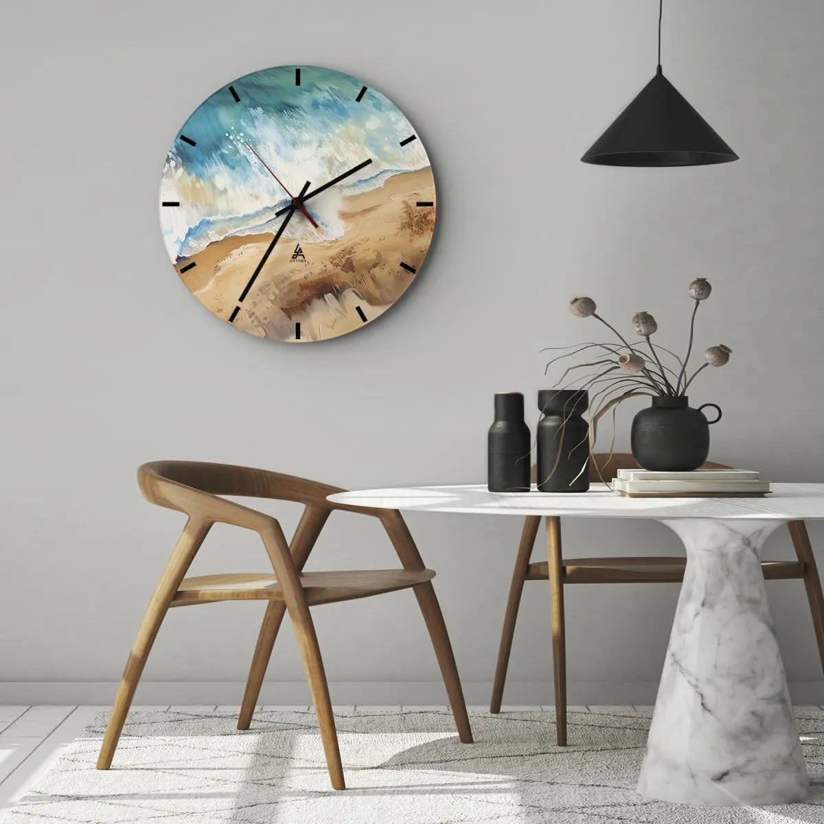 Horloge murale - Pendule murale - La vague qui revient - 40x40 cm