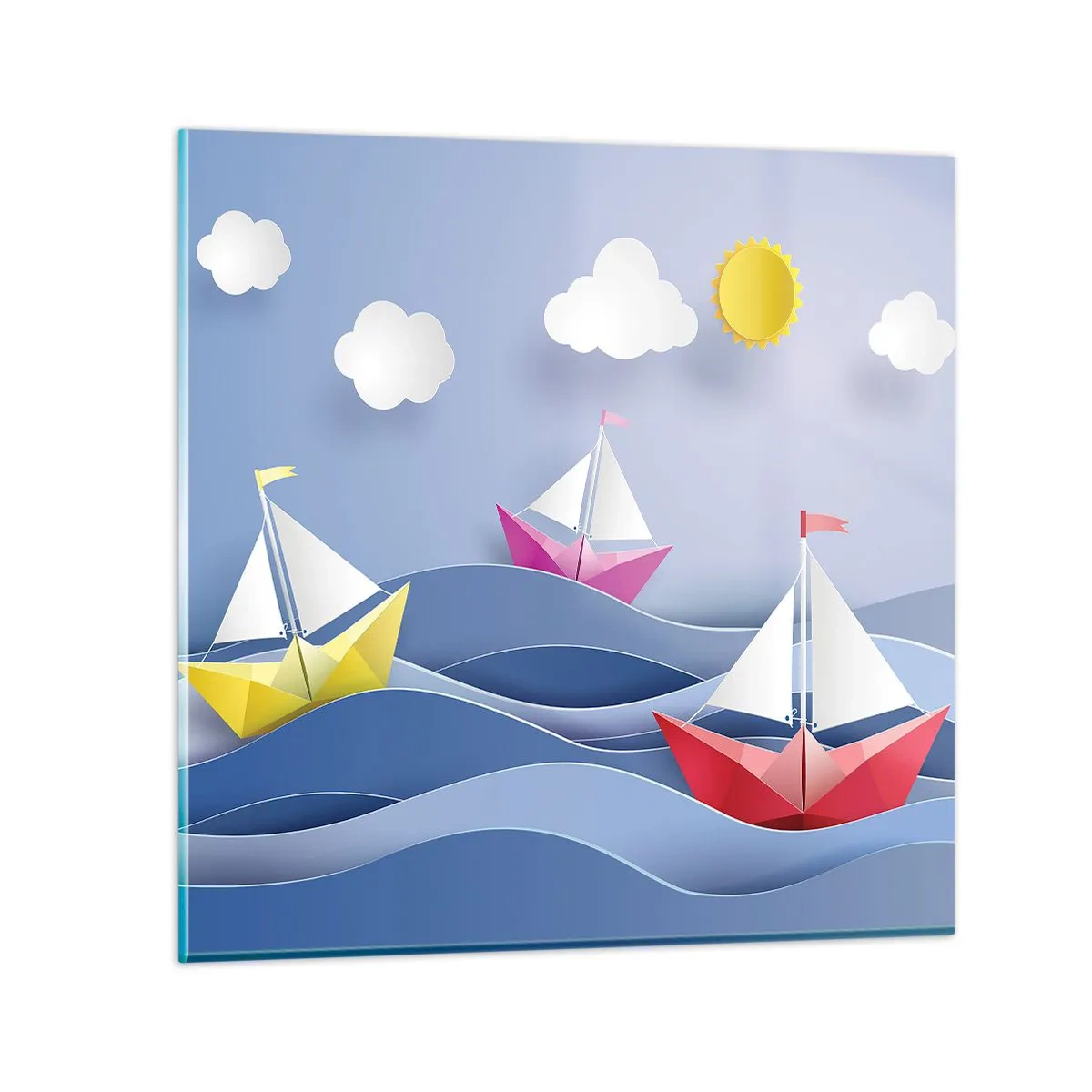 Impression sur verre - Image sur verre - Ah qu'il est agréable de se balancer dans les vagues - 30x30 cm
