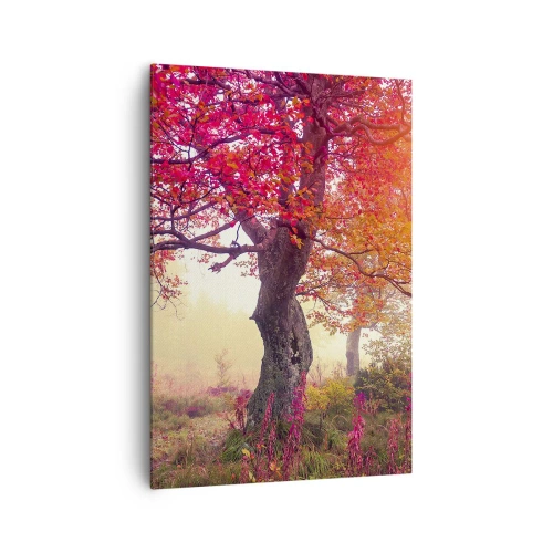 Impression sur toile - Image sur toile - Paysage d'automne avec des arbres aux couleurs intenses - 70x100cm - Frénésie de floraison - Décoration murale moderne pour le salon et la chambre ARTTOR