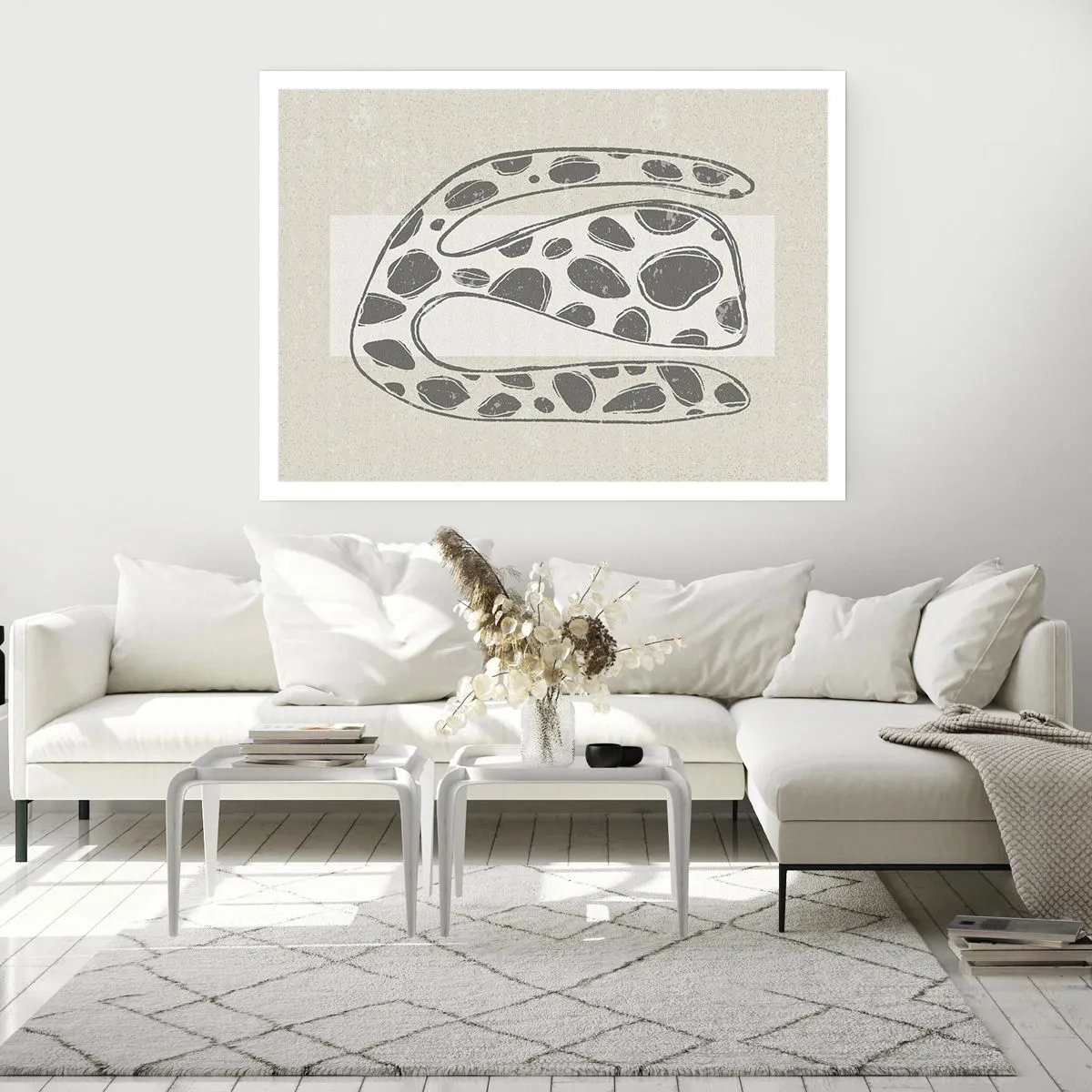 Affiche - Poster - Motif organique abstrait dans des tons de gris - 100x70cm - Une étrange créature - Décoration murale moderne pour le salon et la chambre ARTTOR