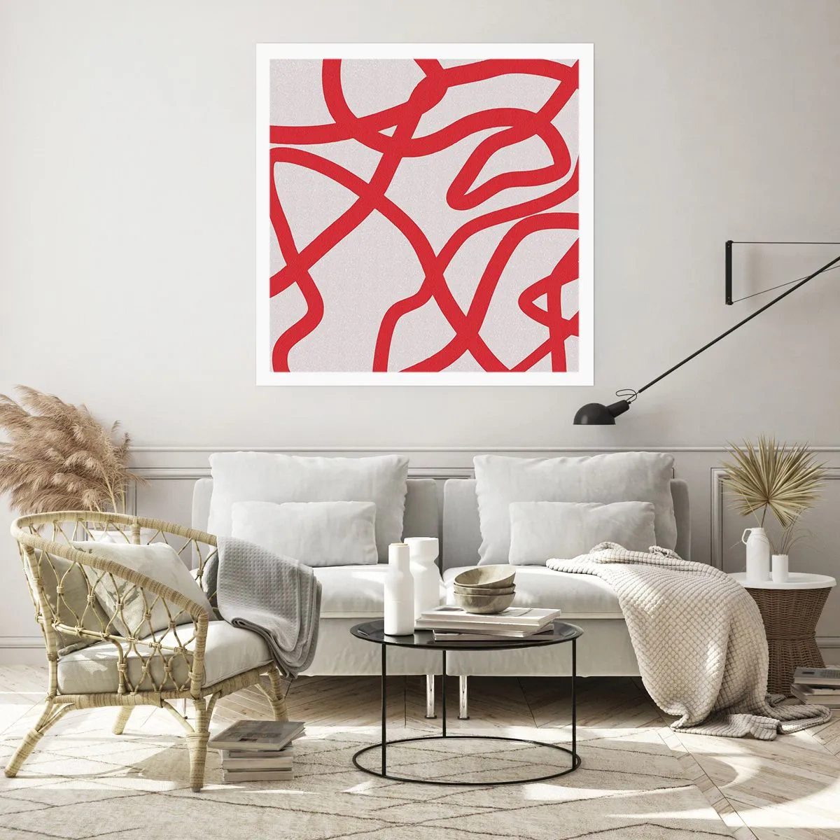 Affiche - Poster - Rouge sur blanc - 50x50 cm