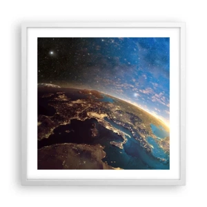 Affiche dans un cadre blanc - Poster - Regardons-nous de loin - 50x50 cm