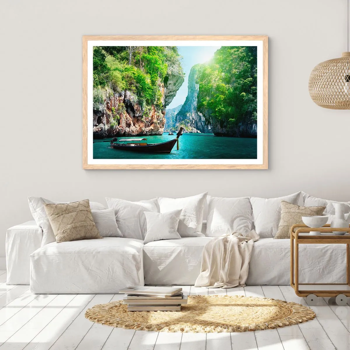Affiche dans un chêne clair - Poster - Une invitation à un voyage exotique - 40x30 cm