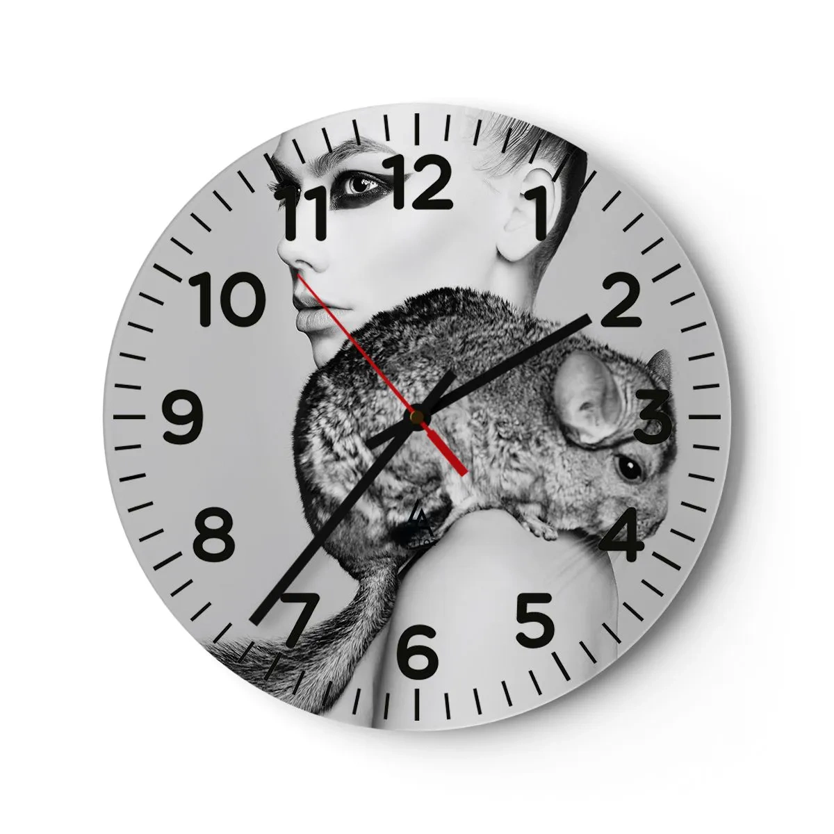 Horloge murale - Pendule murale - Dame au chinchilla - 40x40 cm