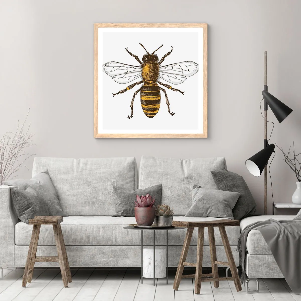 Affiche dans un chêne clair - Poster - Belle et bonne - 30x30 cm