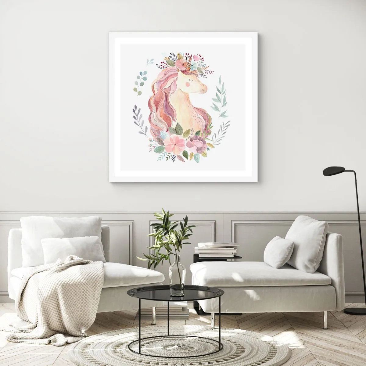 Affiche dans un cadre blanc - Poster - Invitation au monde des contes de fées - 50x50 cm