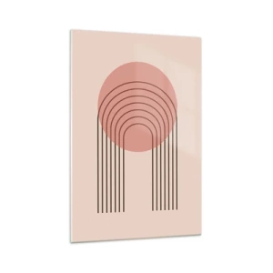 Impression sur verre - Image sur verre - Motif abstrait avec cercle et lignes roses - 70x100cm - Attraction irrésistible - Décoration murale moderne pour le salon et la chambre ARTTOR