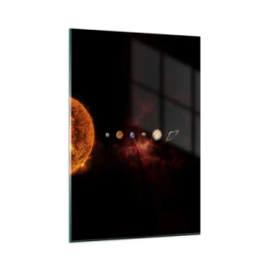Impression sur verre - Image sur verre - Le système solaire avec des planètes sur fond d'espace - 80x120cm - Notre quartier - Décoration murale moderne pour le salon et la chambre ARTTOR