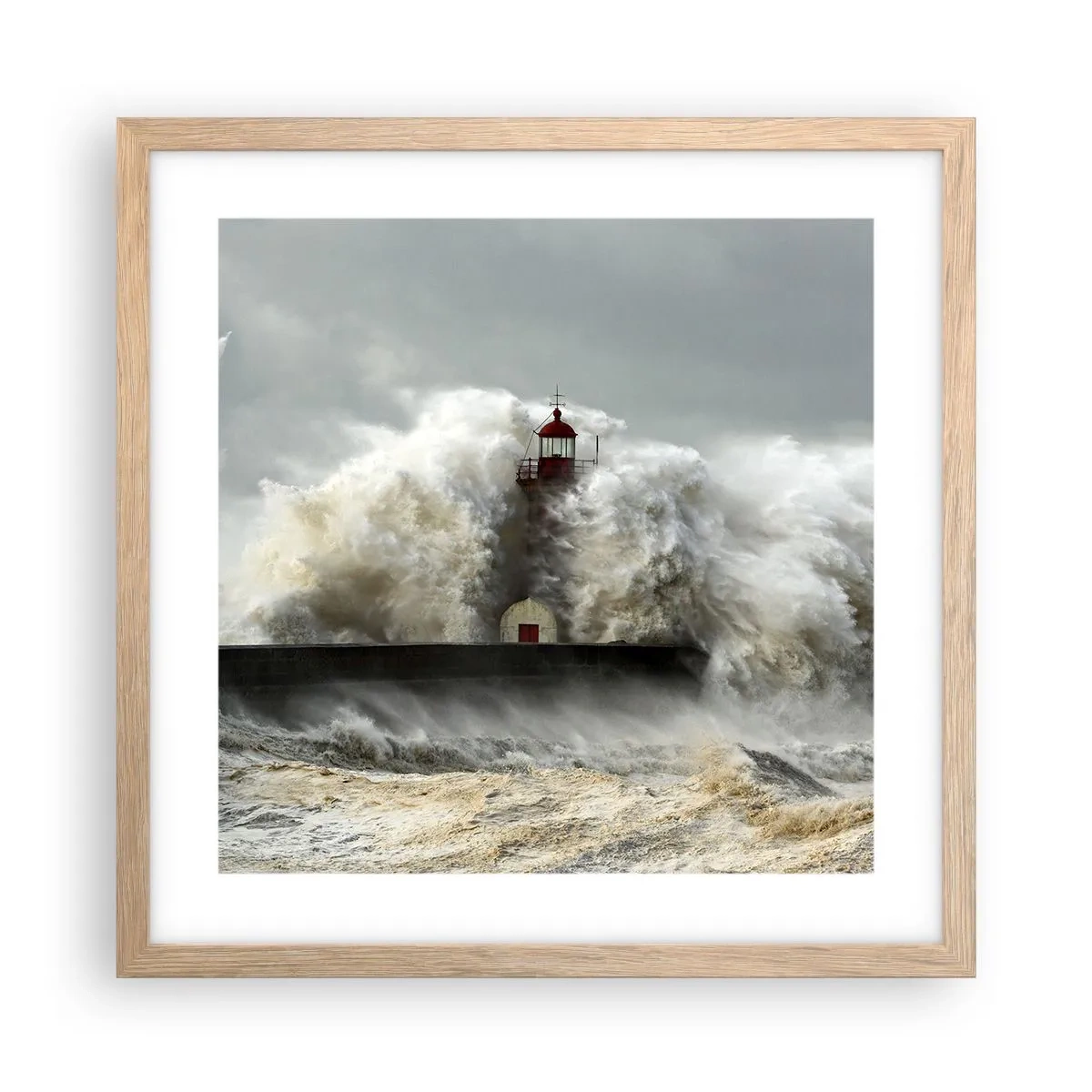 Affiche dans un chêne clair - Poster - La colère de l'océan - 40x40 cm