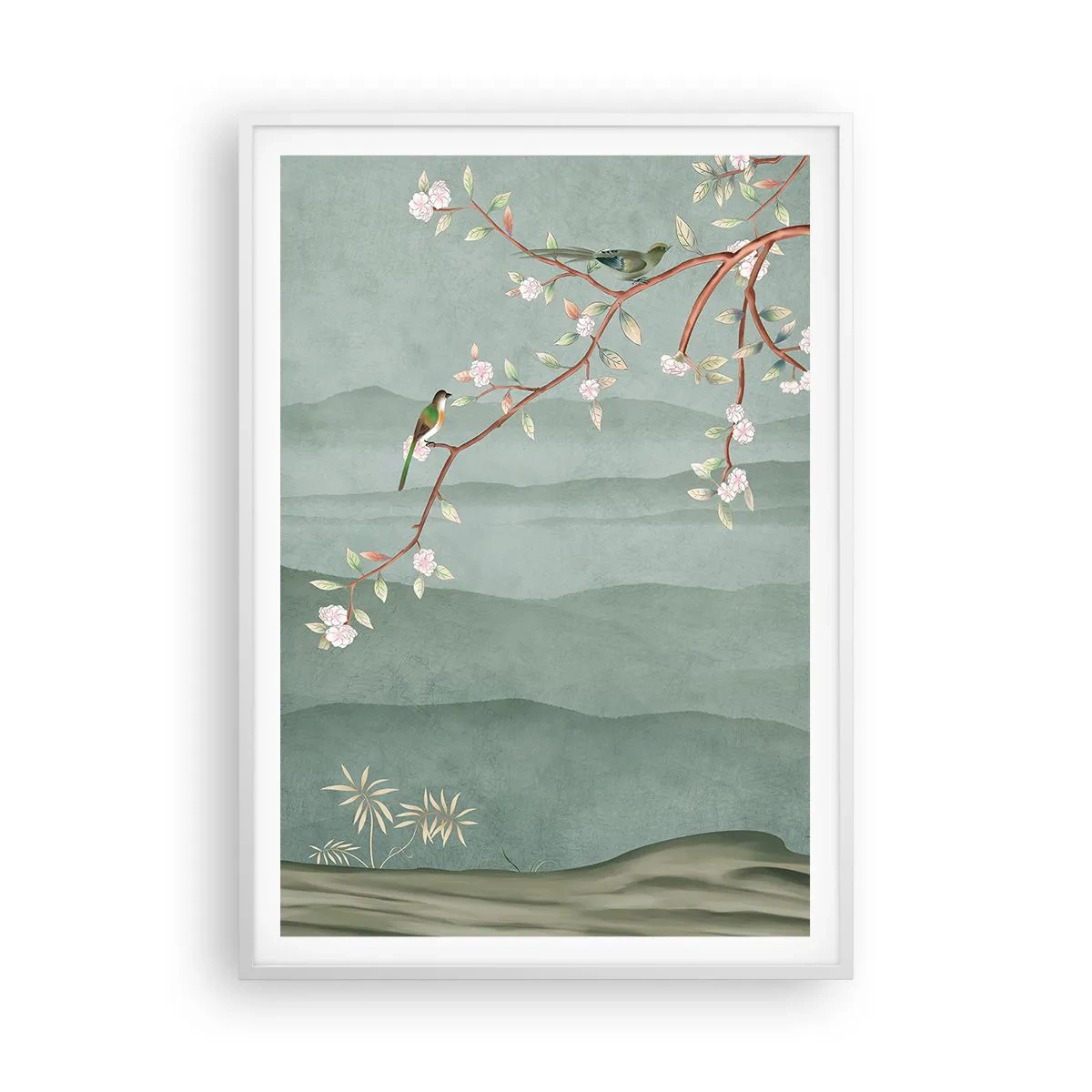 Affiche dans un cadre blanc - Poster - Printemps oh c'est toi - 70x100 cm