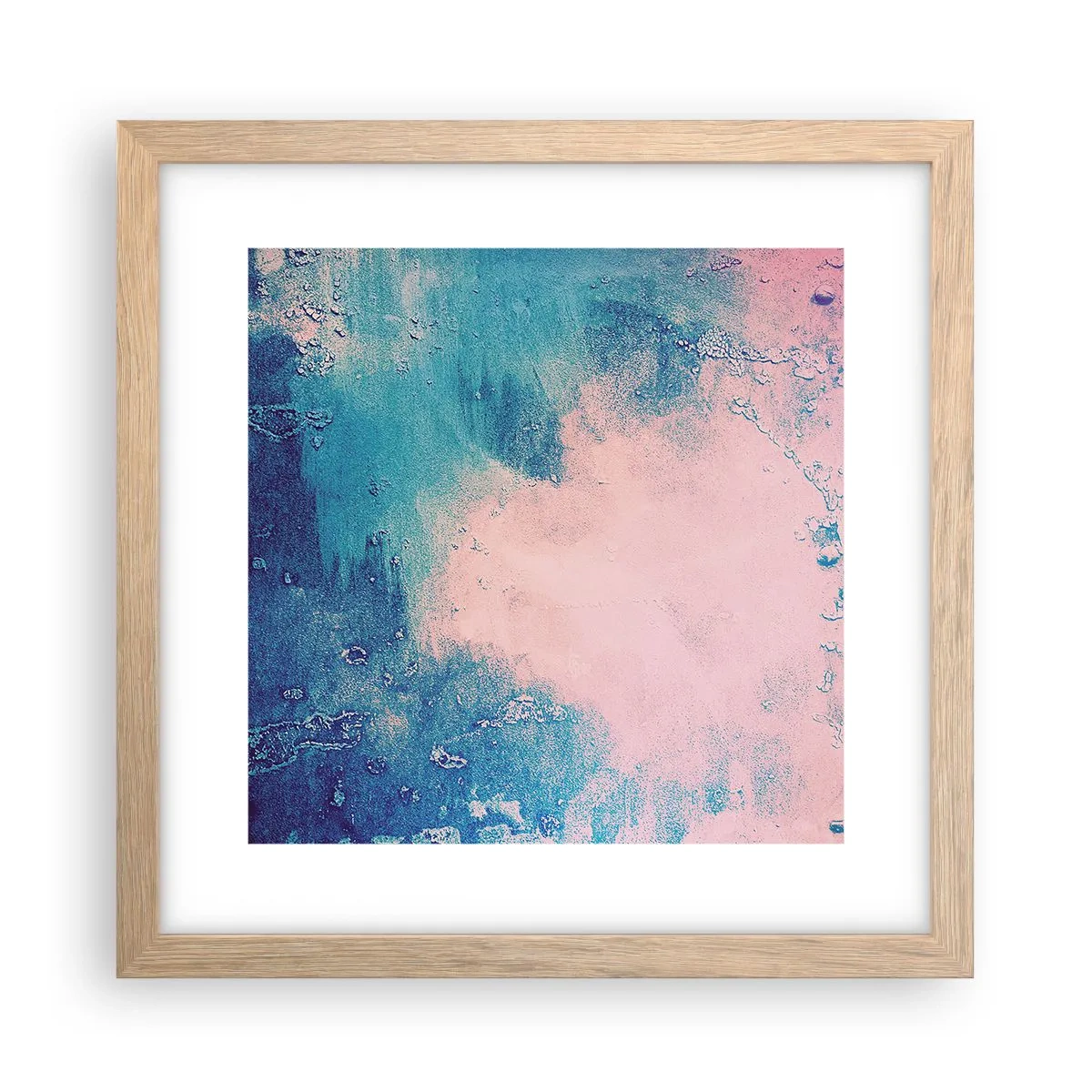Affiche dans un chêne clair - Poster - Etreintes bleues - 30x30 cm