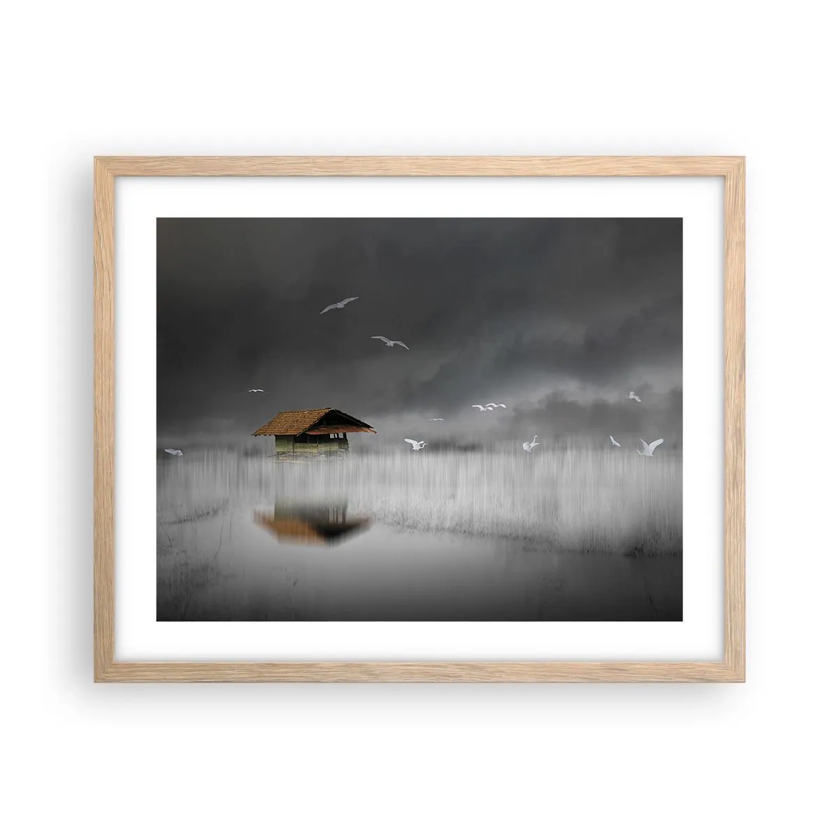 Affiche dans un chêne clair - Poster - A l'abri de la pluie - 50x40 cm