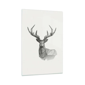 Impression sur verre - Image sur verre - Image géométrique d'un cerf dans un style minimaliste en noir et blanc - 70x100cm - Cerf dans un style cubique - Décoration murale moderne pour le salon et la chambre ARTTOR