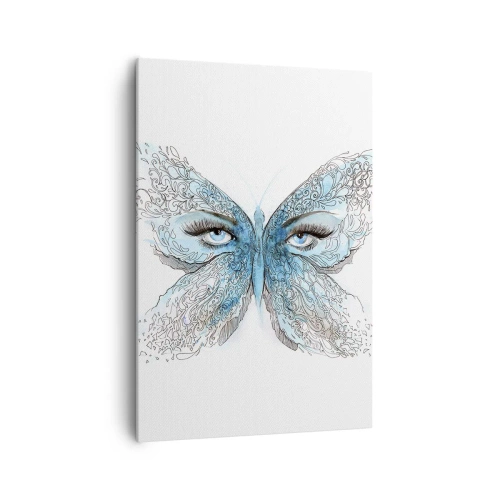 Impression sur toile - Image sur toile - Aquarelle artistique d'un papillon aux yeux bleus - 70x100cm - Mésange bleue Eros - Décoration murale moderne pour le salon et la chambre ARTTOR