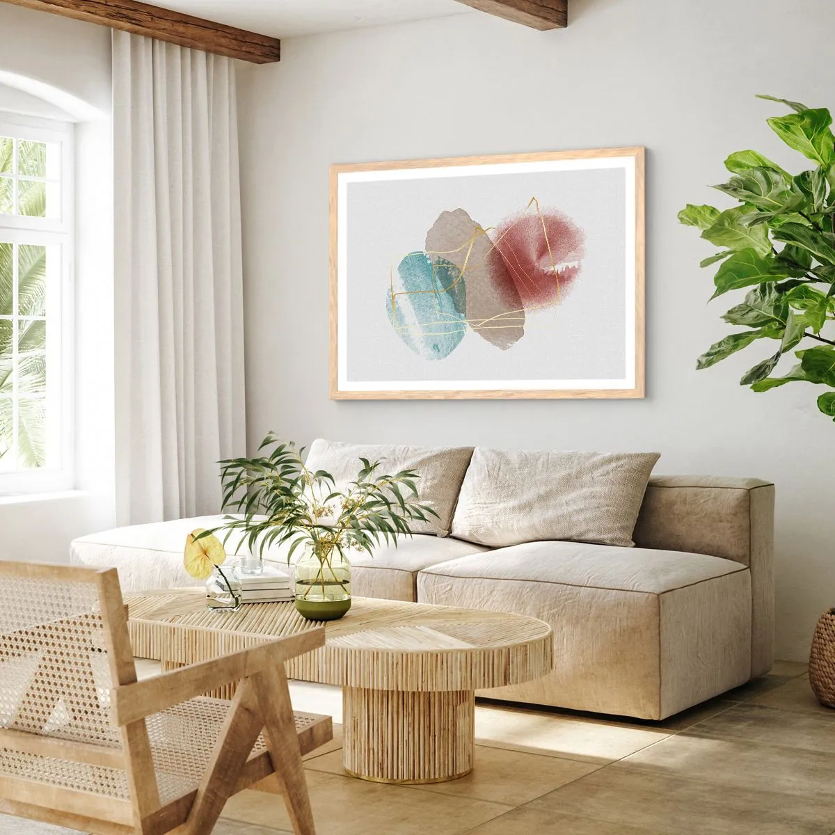 Affiche dans un chêne clair - Poster - Coraux de l'espace - 100x70 cm